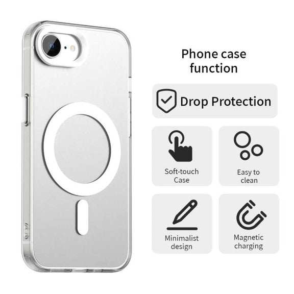 For iPhone 16e Candy Magsafe PC Hybrid TPU Phone Case(White)