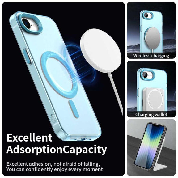 For iPhone 16e Candy Magsafe PC Hybrid TPU Phone Case(Blue)