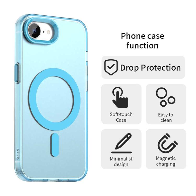 For iPhone 16e Candy Magsafe PC Hybrid TPU Phone Case(Blue)