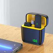 SX5 1 TX + 1 RX Lavalier Wireless Microphone with Digital Display Charging Box, Specification:Type-C(Yellow)