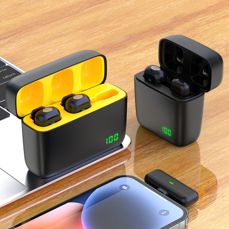 SX6 1 TX + 2 RX Lavalier Wireless Microphone with Digital Display Charging Box, Specification:8 Pin(Yellow)