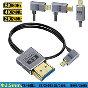 30cm Coaxial Micro HDMI to HDMI 8K UHD 48Gbps Video Connection Cable, Style:Right Elbow