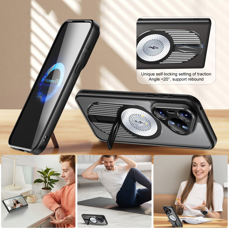 For Huawei Pura 70 Heat Dissipation Aromatherapy MagSafe Holder Phone Case(Silver)