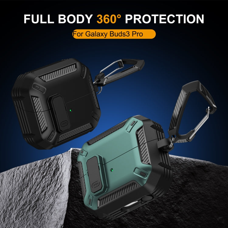 For Samsung Galaxy Buds 3 / 3 Pro Dual-color Earphone Protective Case with Switch & Hook(Black)