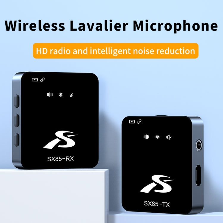 SX85 1 TX + 2 RX Square Smart Noise Reduction Lavalier Wireless Microphone(8 Pin)