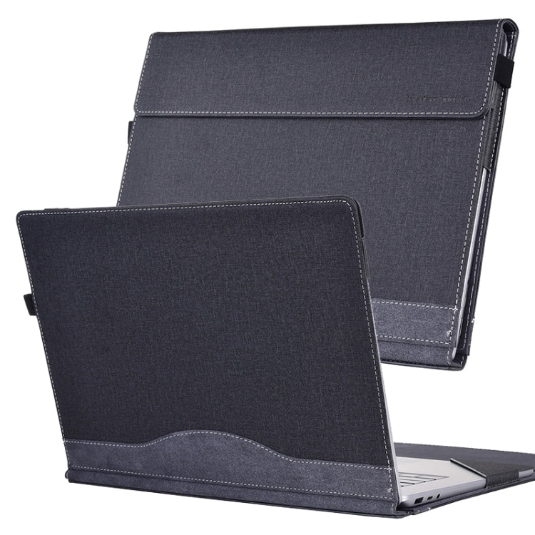 For MicroSoft Surface Laptop 7 13.8 inch Cloth Texture Laptop Leather Protective Case(Black)