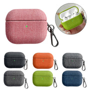 For AirPods Pro Fine Cloth Texture Earbuds Box PC Case with Hook(Black)