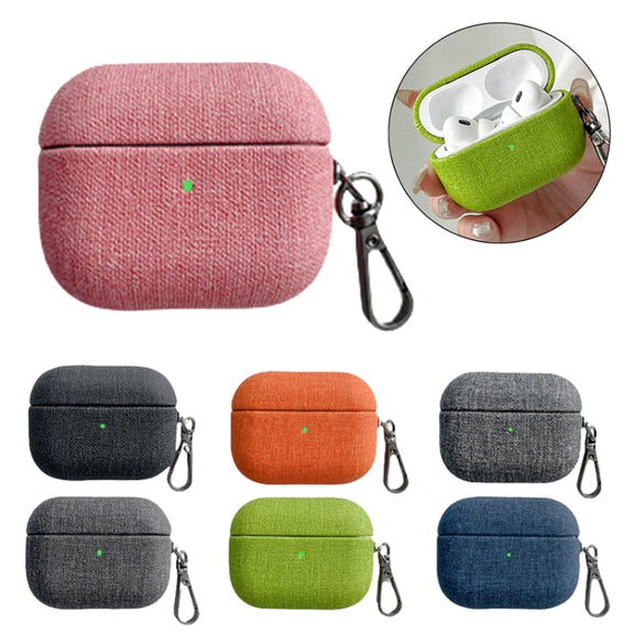 For AirPods 3 Fine Cloth Texture Earbuds Box PC Case with Hook(Orange)