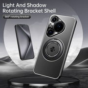 For Huawei Pura 70 Pro Rotating Holder Frosted Metal Phone Case(Black)
