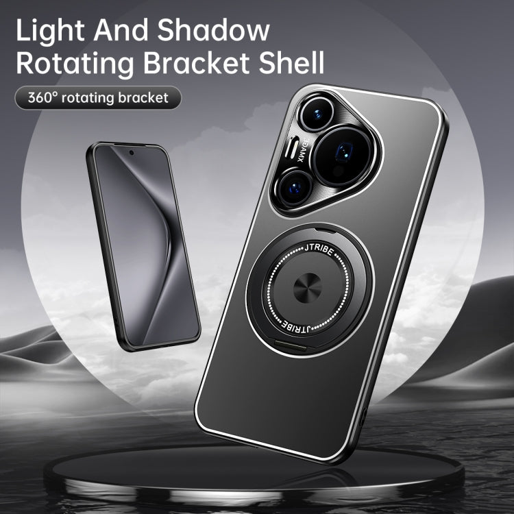 For Huawei Pura 70 Pro+ Rotating Holder Frosted Metal Phone Case(Blue)