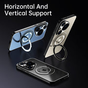 For Huawei Pura 70 Pro Rotating Holder Frosted Metal Phone Case(Black)