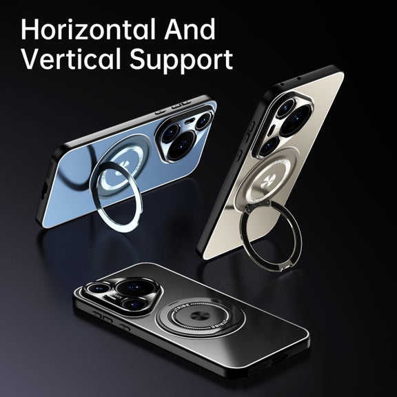 For Huawei Pura 70 Pro Rotating Holder Frosted Metal Phone Case(Black)