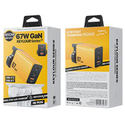 WK WP-U157 67W USB-C / Type-Cx2, USB GaN Fast Charger, Plug Type:UK Plug(Yellow)