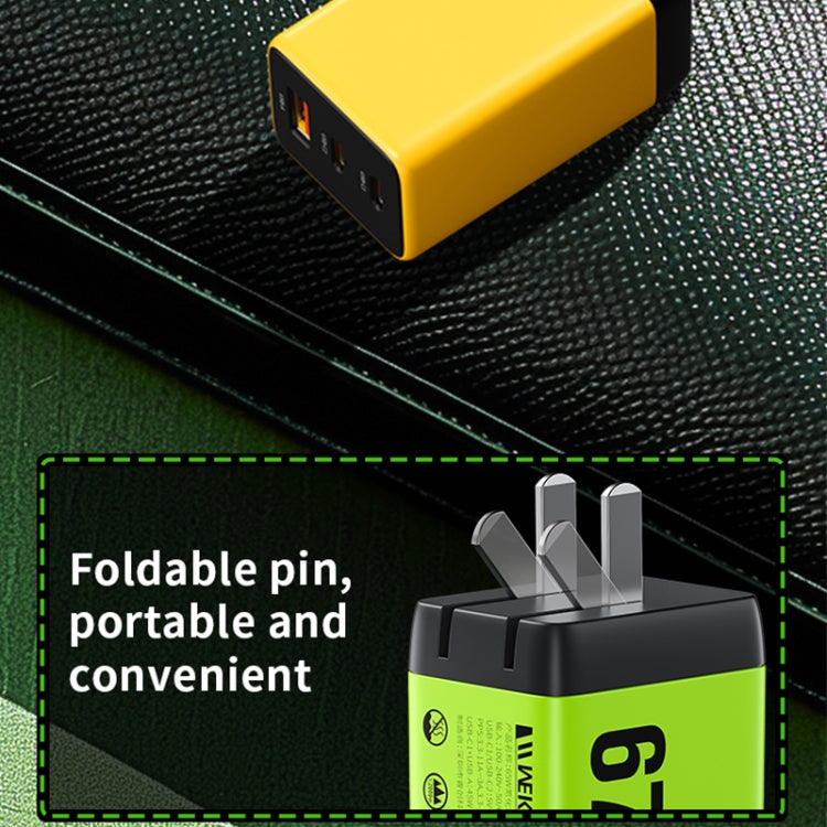 WK WP-U157 67W USB-C / Type-Cx2, USB GaN Fast Charger, Plug Type:UK Plug(Green)