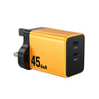 WK WP-U33 45W USB-C / Type-Cx2 GaN Fast Charger, Plug Type:UK Plug(Yellow) - USB Charger by WK | Online Shopping South Africa | PMC TechLife | Buy Now Pay Later Mobicred