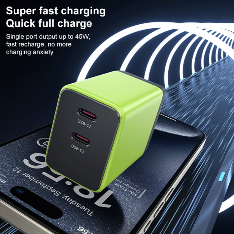 WK WP-U33 45W USB-C / Type-Cx2 GaN Fast Charger, Plug Type:UK Plug(Yellow)