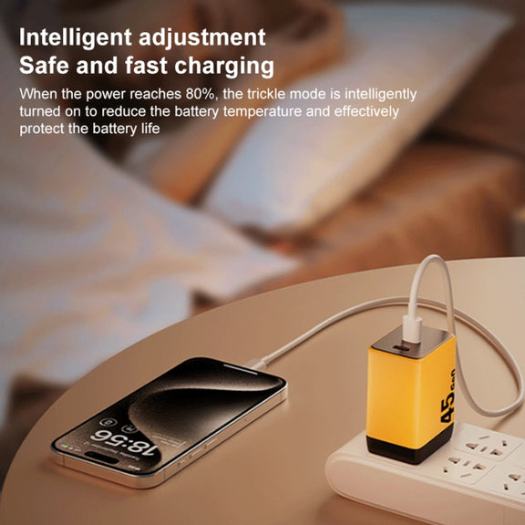 WK WP-U33 45W USB-C / Type-Cx2 GaN Fast Charger, Plug Type:UK Plug(Yellow)