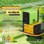 WK WP-U36 35W USB-C / Type-C, USB GaN Fast Charger, Plug Type:EU Plug(Yellow)
