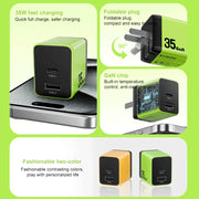 WK WP-U36 35W USB-C / Type-C, USB GaN Fast Charger, Plug Type:EU Plug(Yellow)
