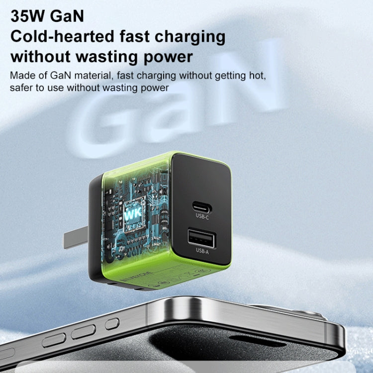 WK WP-U36 35W USB-C / Type-C, USB GaN Fast Charger, Plug Type:EU Plug(Yellow)