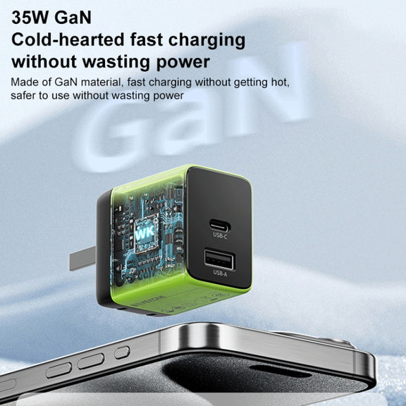 WK WP-U36 35W USB-C / Type-C, USB GaN Fast Charger, Plug Type:EU Plug(Yellow)