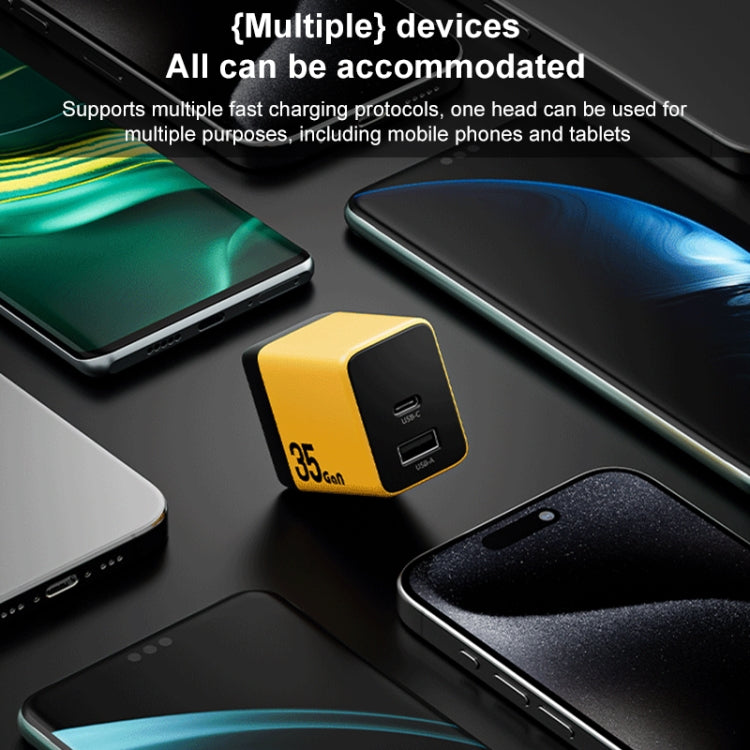 WK WP-U36 35W USB-C / Type-C, USB GaN Fast Charger, Plug Type:EU Plug(Yellow)