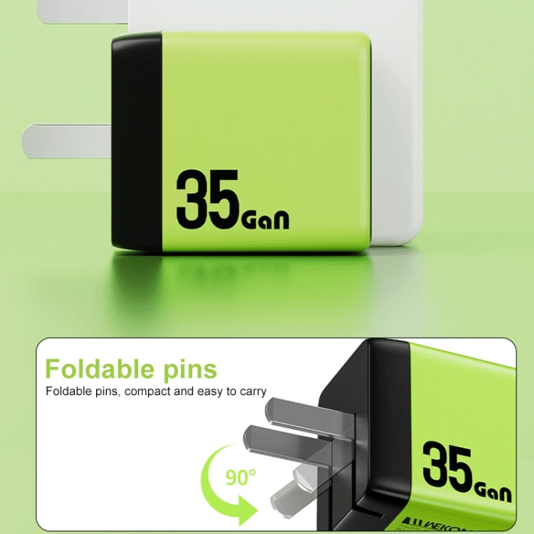 WK WP-U36 35W USB-C / Type-C, USB GaN Fast Charger, Plug Type:EU Plug(Yellow)