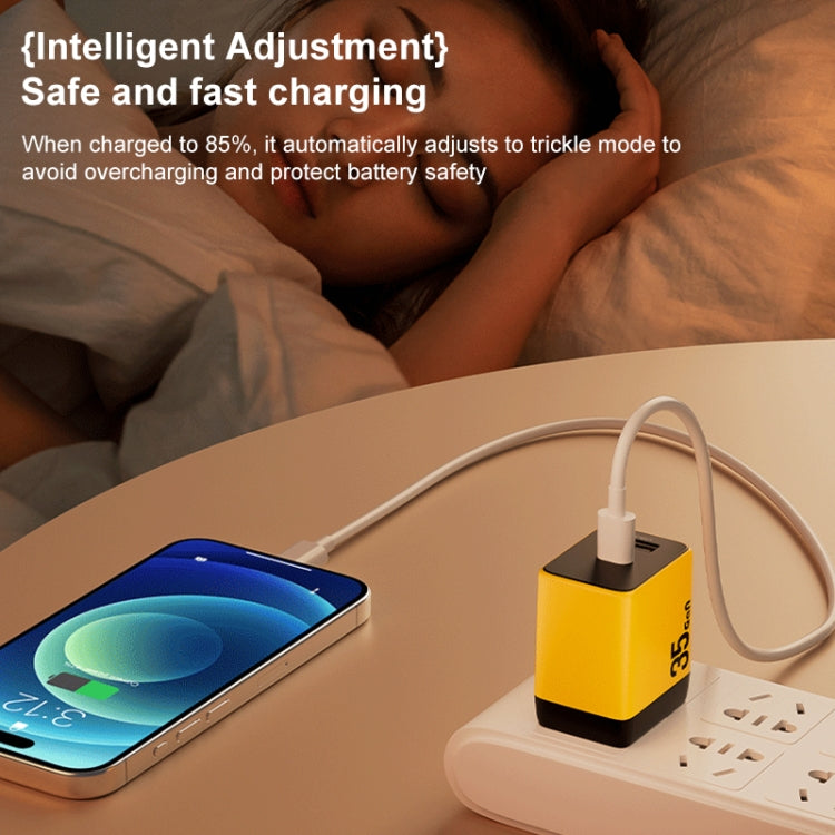 WK WP-U36 35W USB-C / Type-C, USB GaN Fast Charger, Plug Type:EU Plug(Yellow)