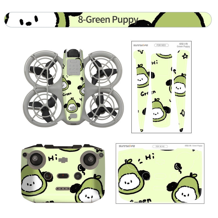 For DJI Neo Drone Body Remote Control Protective Sticker(Green Puppy)