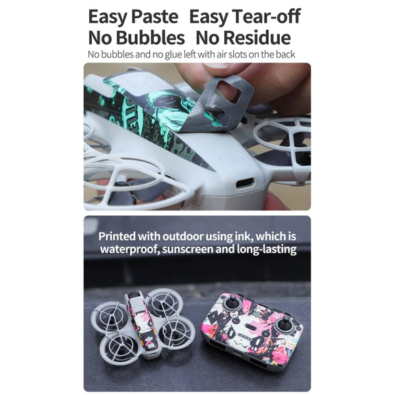 For DJI Neo Drone Body Remote Control Protective Sticker(Grunge Eyes)