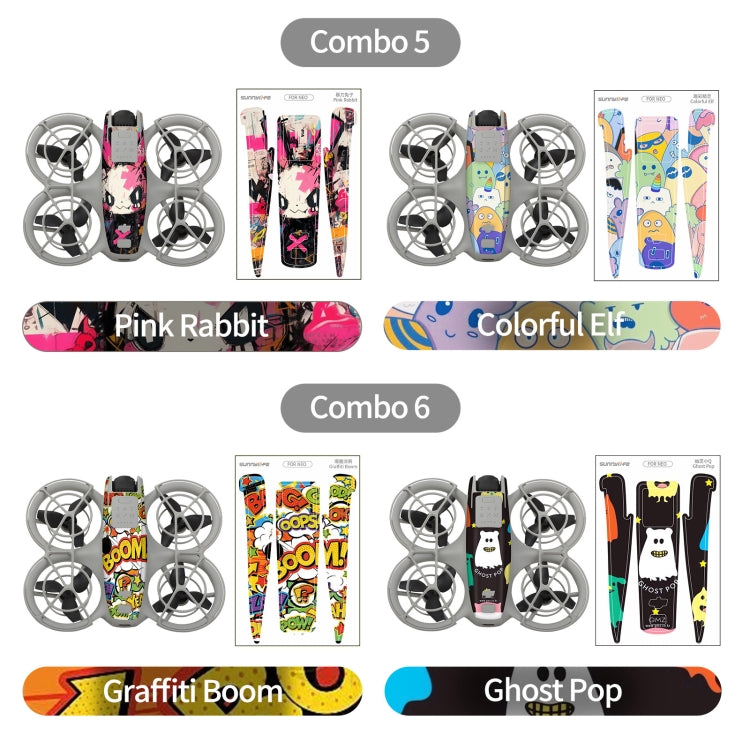 For DJI Neo 2pcs Combo Drone Body Protective Stickers(Green Puppy + Monster Party)