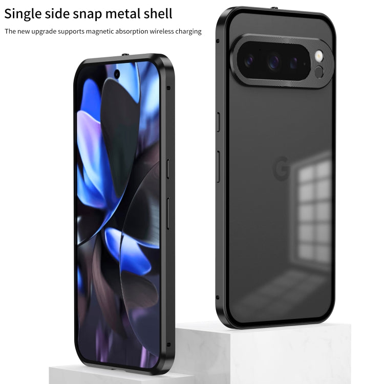 For Google Pixel 9 / 9 Pro Snap Buckle Metal Frame Frosted Phone Case(Grey)