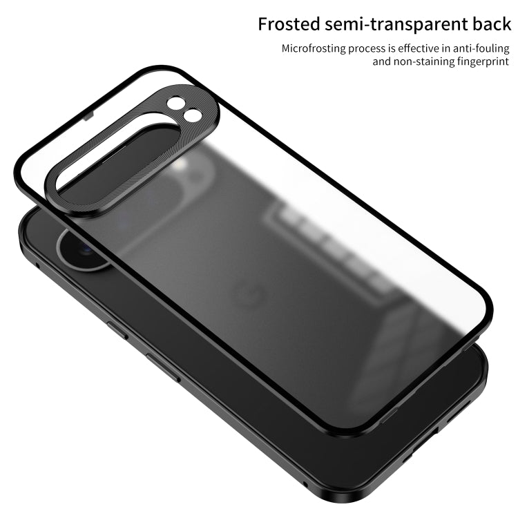 For Google Pixel 9 / 9 Pro Snap Buckle Metal Frame Frosted Phone Case(Grey)