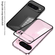 For Google Pixel 9 / 9 Pro Snap Buckle Metal Frame Frosted Phone Case(Black)