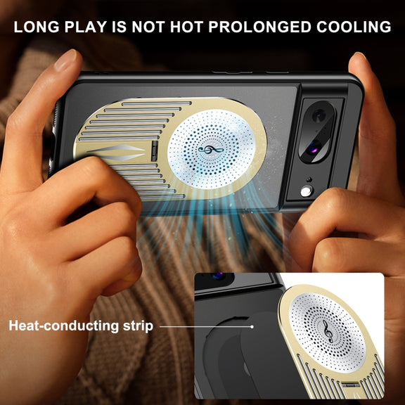 For Google Pixel 8 Heat Dissipation Aromatherapy MagSafe Holder Phone Case(Gold)