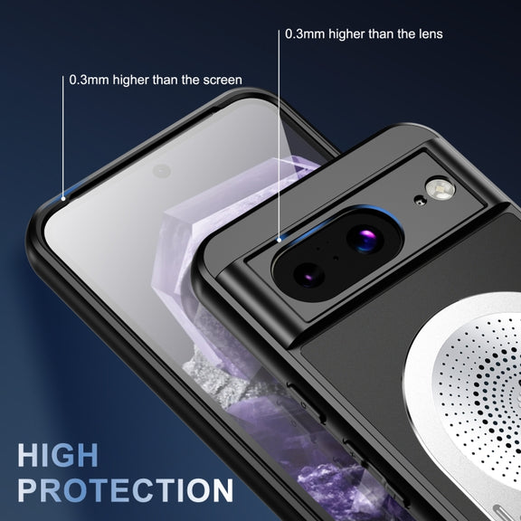 For Google Pixel 8 Heat Dissipation Aromatherapy MagSafe Holder Phone Case(Silver)