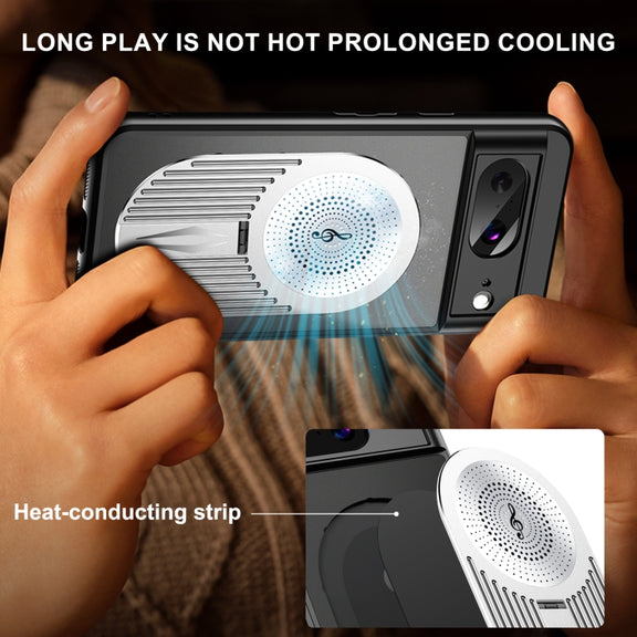 For Google Pixel 8 Heat Dissipation Aromatherapy MagSafe Holder Phone Case(Silver)