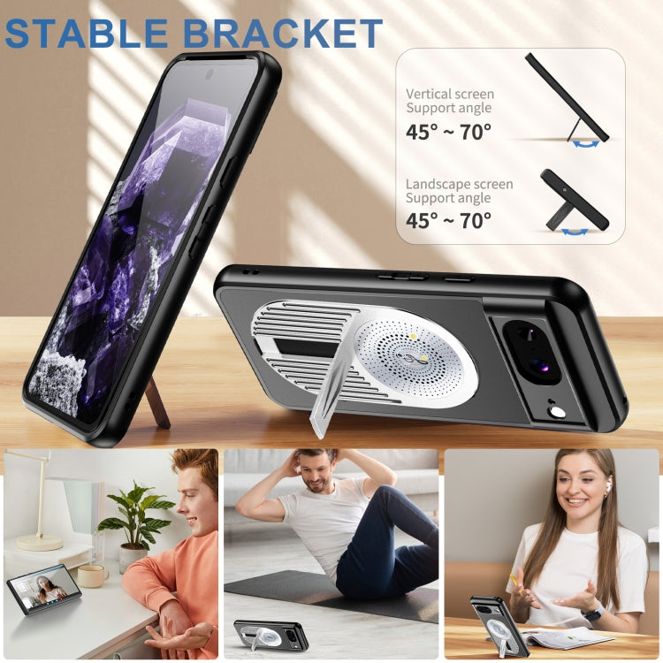 For Google Pixel 8 Heat Dissipation Aromatherapy MagSafe Holder Phone Case(Silver)