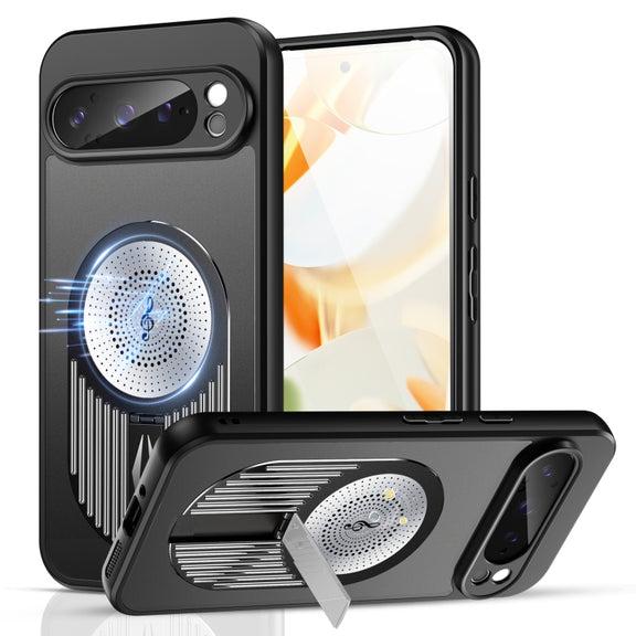 For Google Pixel 9 / 9 Pro Heat Dissipation Aromatherapy MagSafe Holder Phone Case(Black)