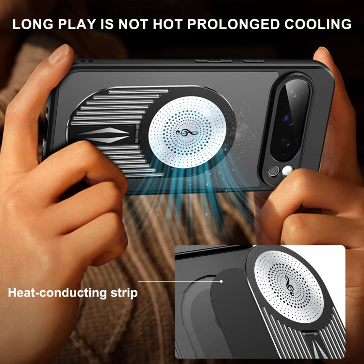 For Google Pixel 9 / 9 Pro Heat Dissipation Aromatherapy MagSafe Holder Phone Case(Black)