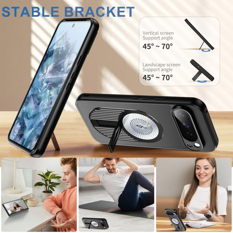 For Google Pixel 9 / 9 Pro Heat Dissipation Aromatherapy MagSafe Holder Phone Case(Black)