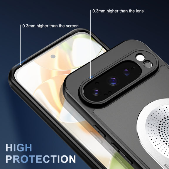 For Google Pixel 9 / 9 Pro Heat Dissipation Aromatherapy MagSafe Holder Phone Case(Silver)