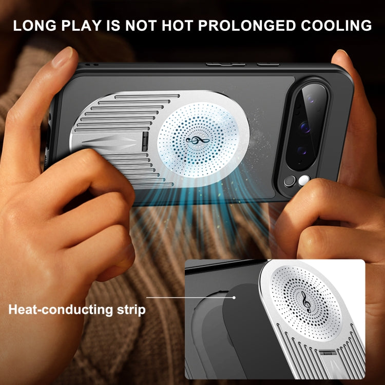 For Google Pixel 9 / 9 Pro Heat Dissipation Aromatherapy MagSafe Holder Phone Case(Silver)