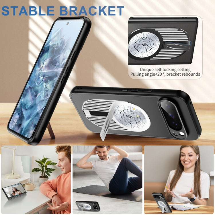 For Google Pixel 9 / 9 Pro Heat Dissipation Aromatherapy MagSafe Holder Phone Case(Silver)