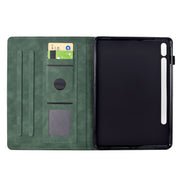 For Samsung Galaxy Tab S9 / S9 FE Cats Embossed Leather Smart Tablet Case(Green)