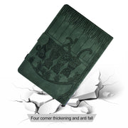 For Samsung Galaxy Tab S9 / S9 FE Cats Embossed Leather Smart Tablet Case(Green)
