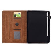 For Samsung Galaxy Tab S9 / S9 FE Cats Embossed Leather Smart Tablet Case(Brown)