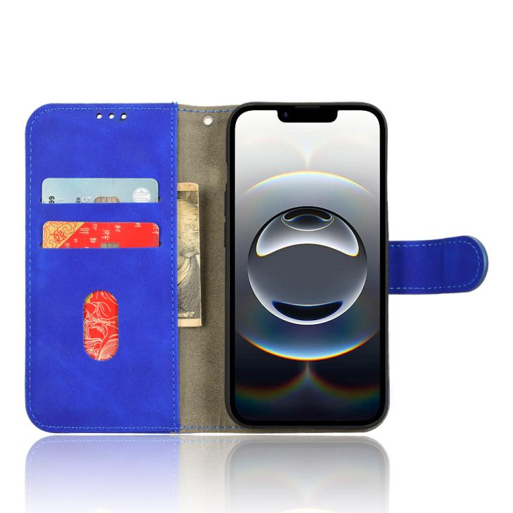 For iPhone 16e Skin Feel Magnetic Flip Leather Phone Case(Blue)