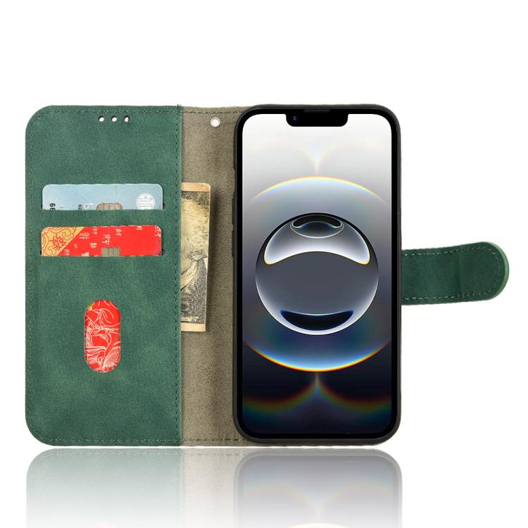 For iPhone 16e Skin Feel Magnetic Flip Leather Phone Case(Green)