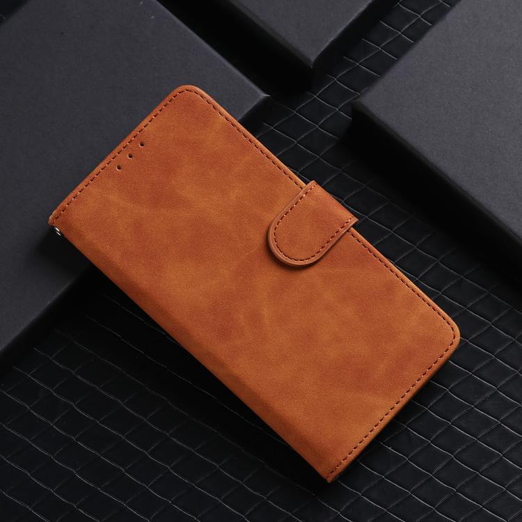 For iPhone 16e Skin Feel Magnetic Flip Leather Phone Case(Brown)